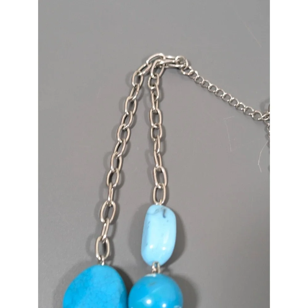 NY&C Blue Beaded‎ Double Strand Statement Necklace 21